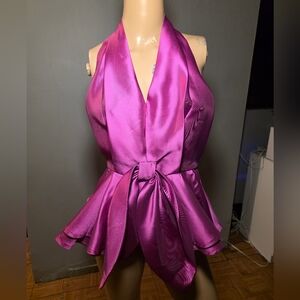 Elegant Satin Halter Top - Purple
